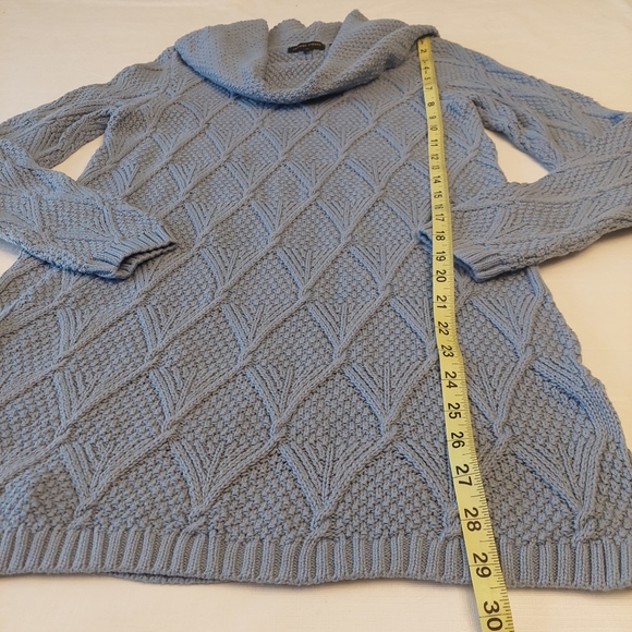 Jeanne Pierre Blue Cowl Neck Cable Waffle Knit Textured Pullover Sweater Size M - Picture 7 of 10